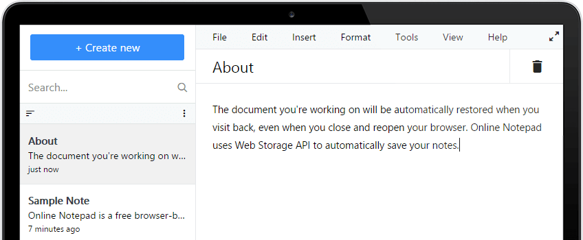 Isseo Online Notepad Screenshot